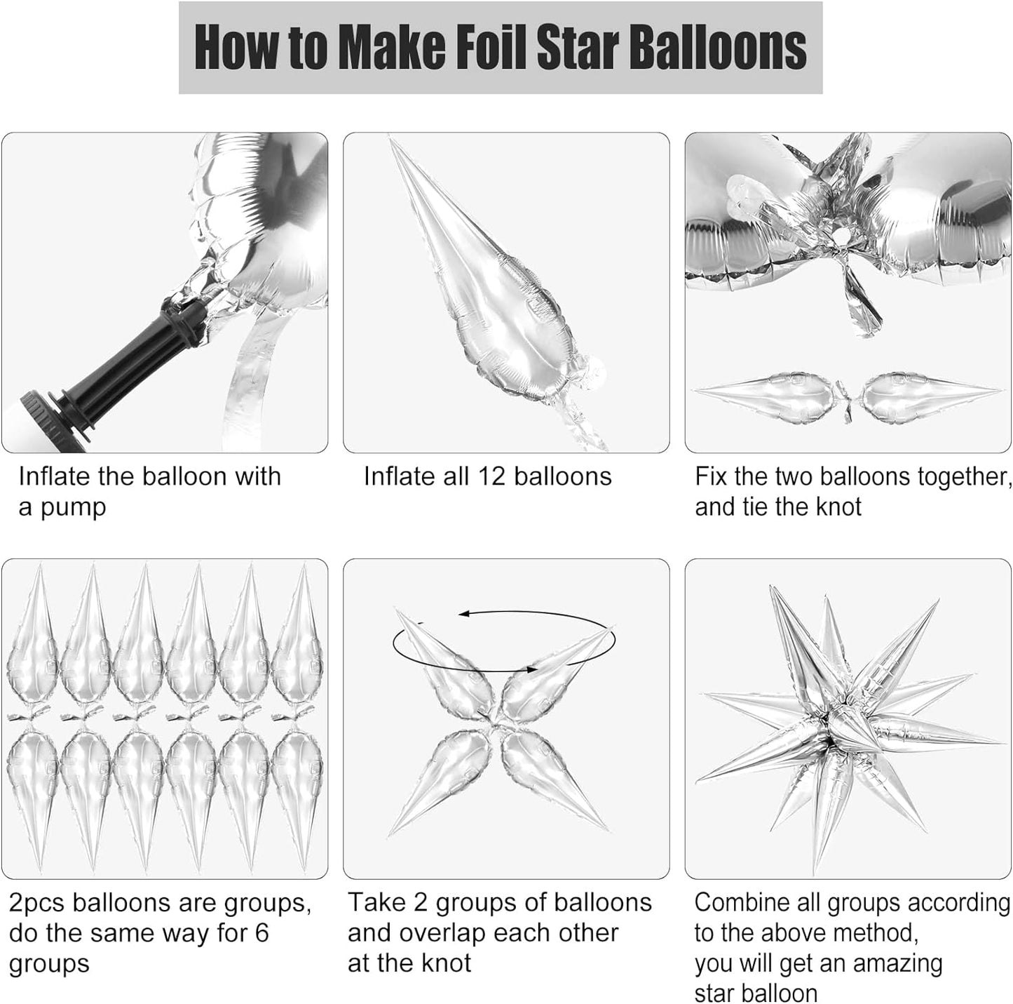 pamonrueer 50 Pcs Foil Cone Balloons, Point Star Balloons for Party Supplies