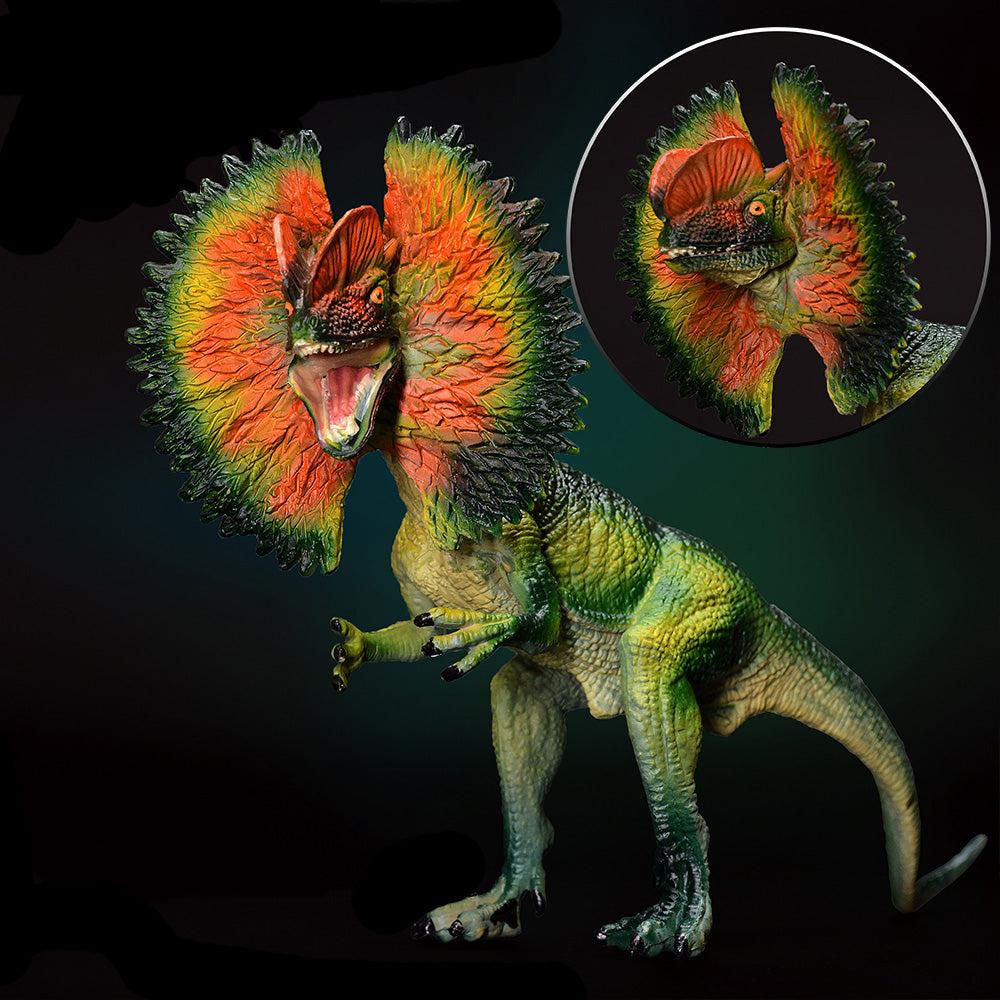 pamonrueer 7 Inch Savage Dilophosaurus Solid Dinosaur Figurine Dilophosaurus Figure with Moveable Mouth