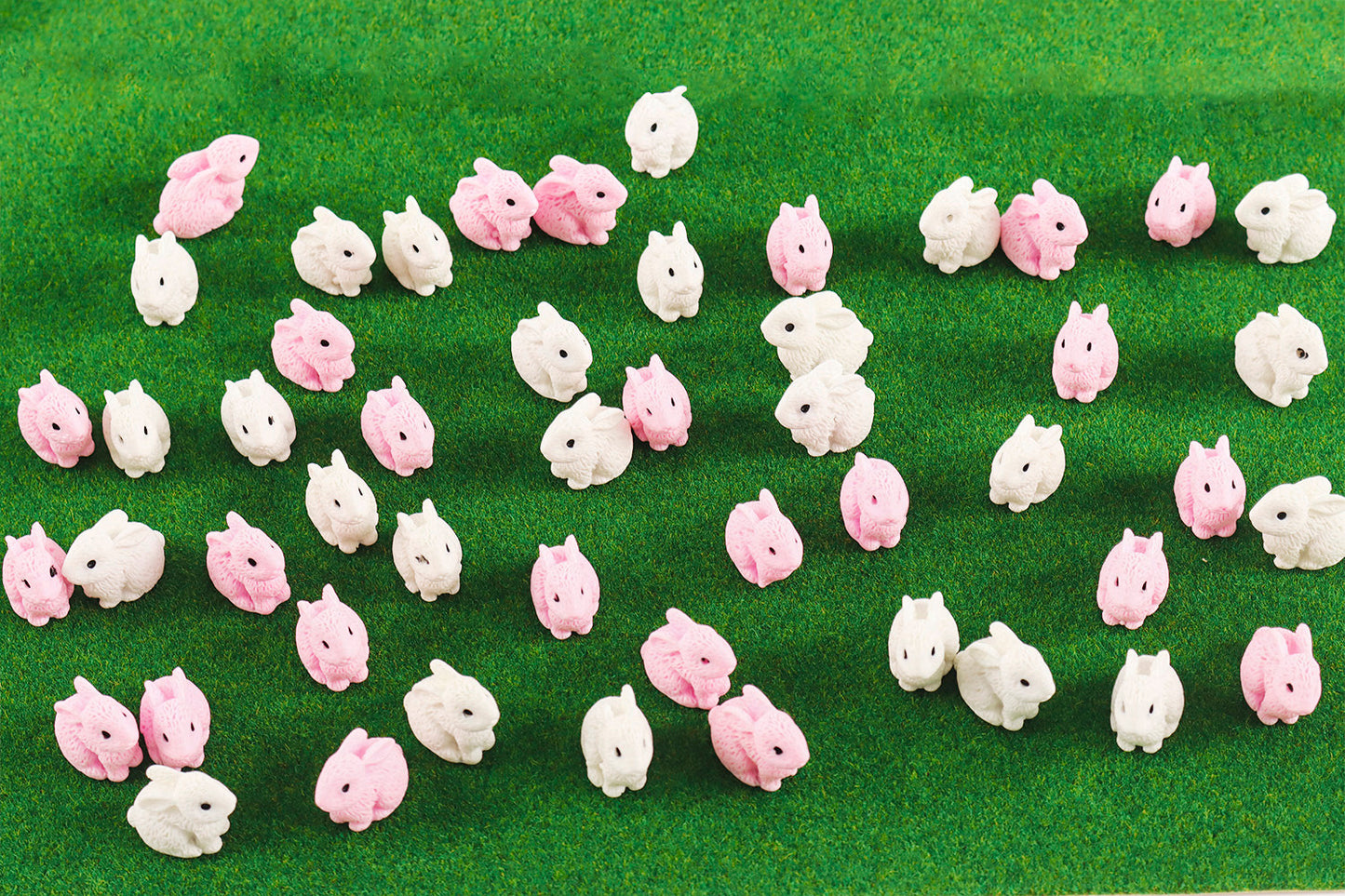 pamonrueer 50 Pcs Mini Bunny Figurines Miniature Bulk Rabbit for Fairy Tale Garden Miniature Moss Landscape Easter Decoration Cake Topper DIY Crafts Party Birthday Favor