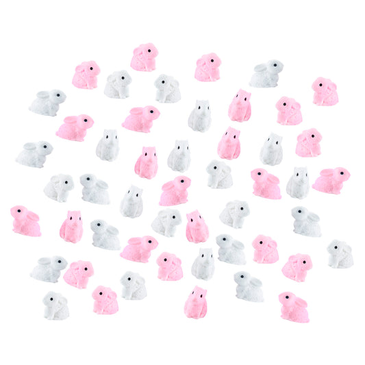 pamonrueer 50 Pcs Mini Bunny Figurines Miniature Bulk Rabbit for Fairy Tale Garden Miniature Moss Landscape Easter Decoration Cake Topper DIY Crafts Party Birthday Favor